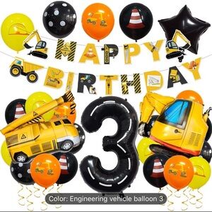 NIB 3rd Birthday Party Construction Decorations